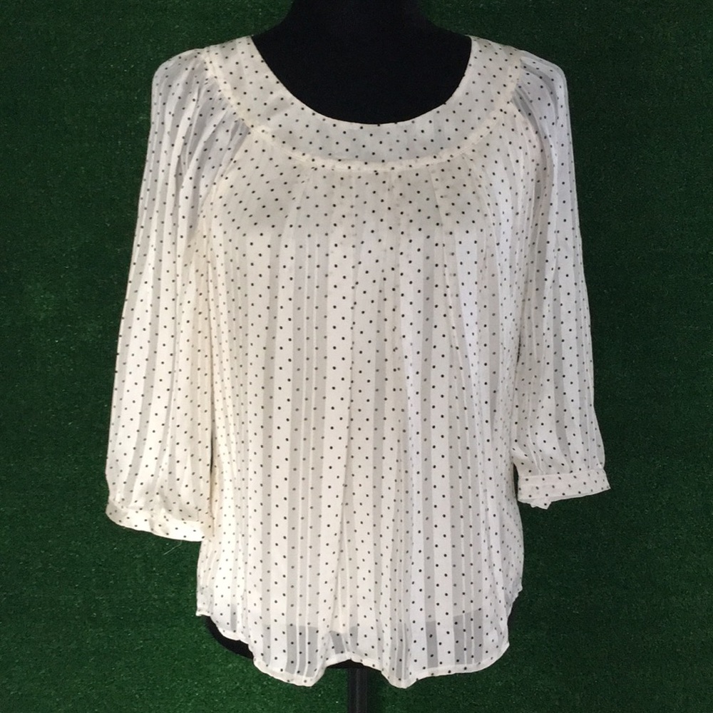 Sara Michelle Cream-colored Blouse with Black Dots